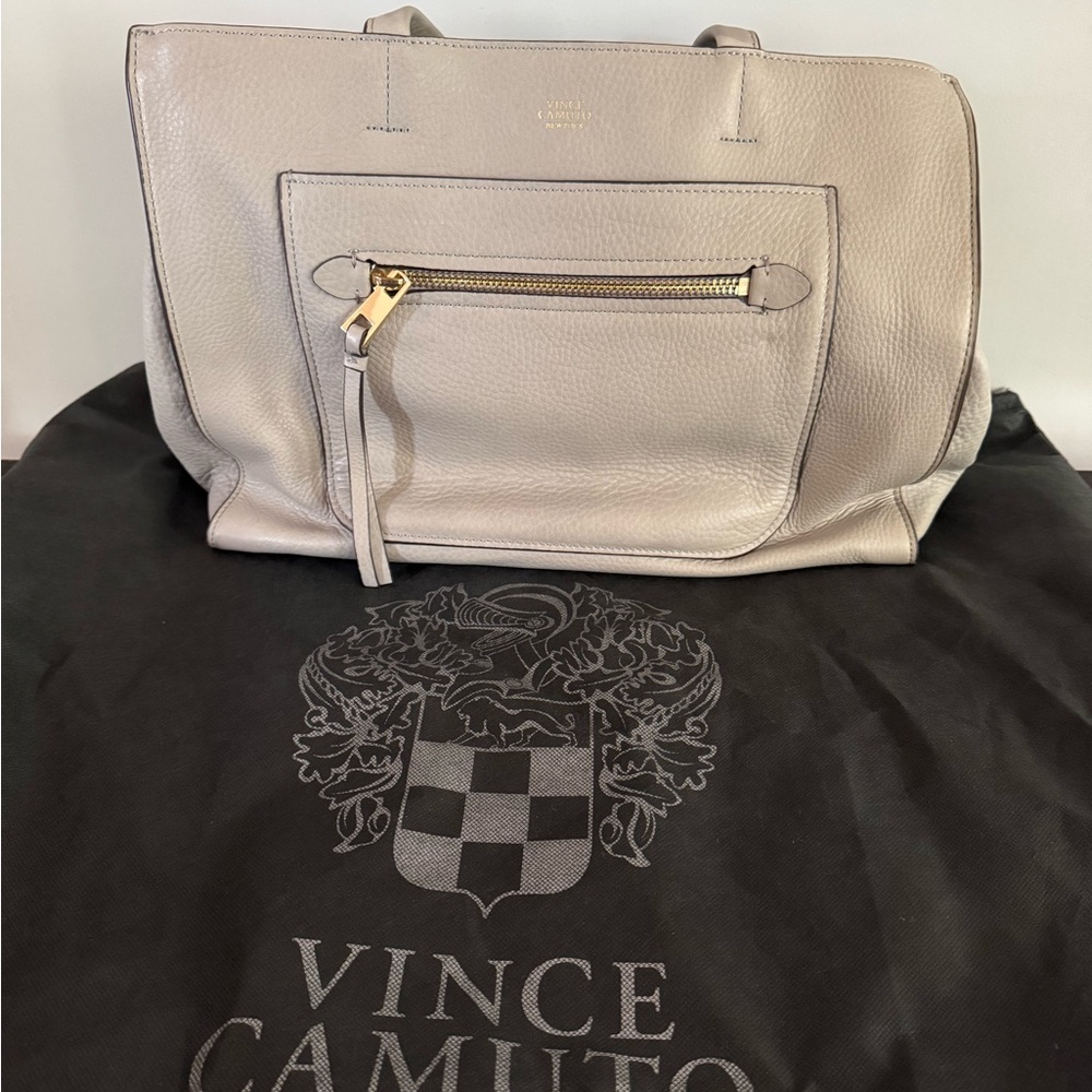 Vince Camuto Grey Leather Tote Bag
